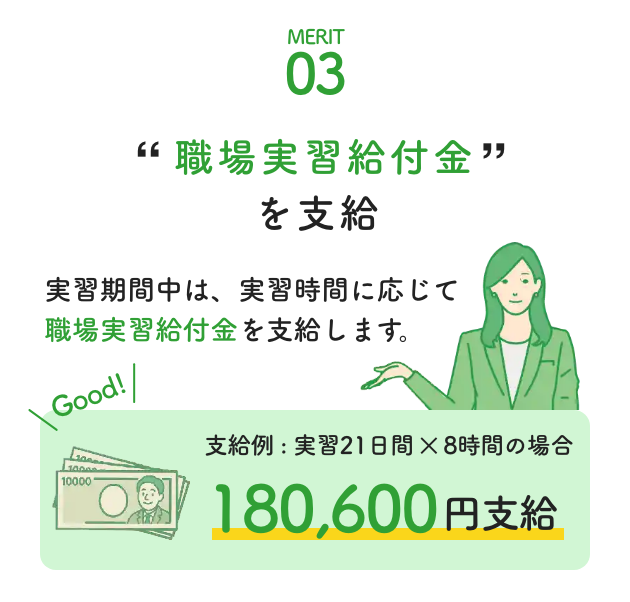 職場実習給付金を支給